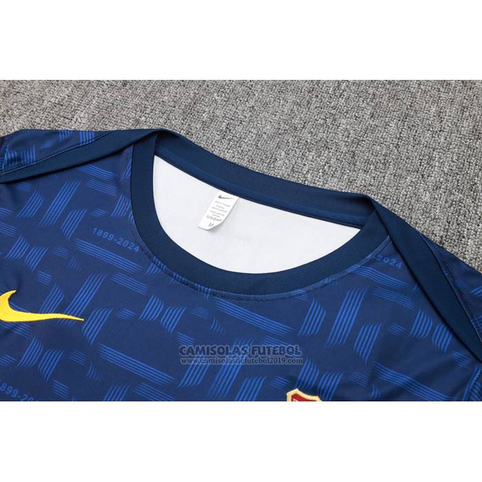 Fato de Treino Barcelona Manga Curta 2024-2025 Azul - Calcas Curta